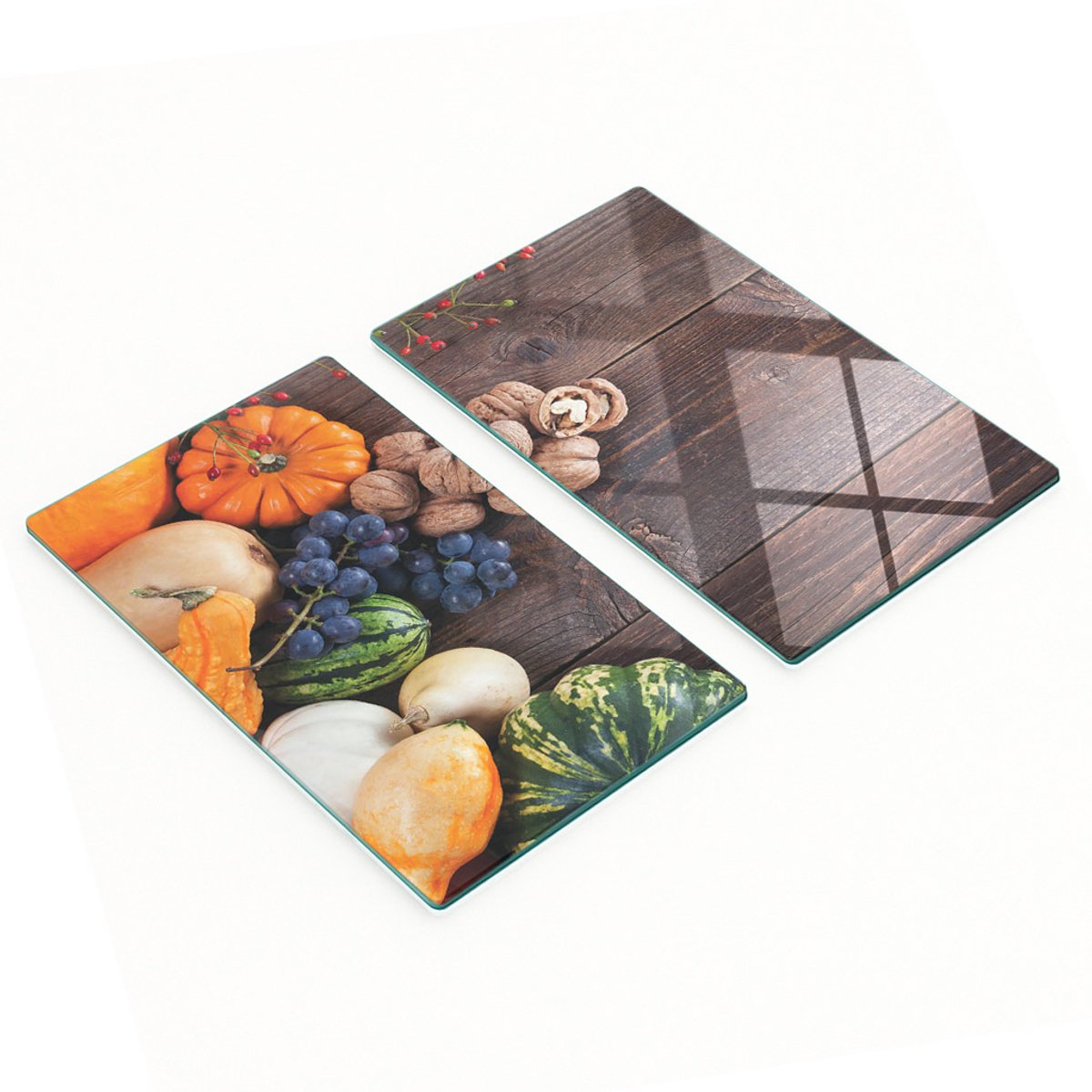 Set van snijplanken van gehard glas met pompoenafbeeldingen, 2x30x52 cm