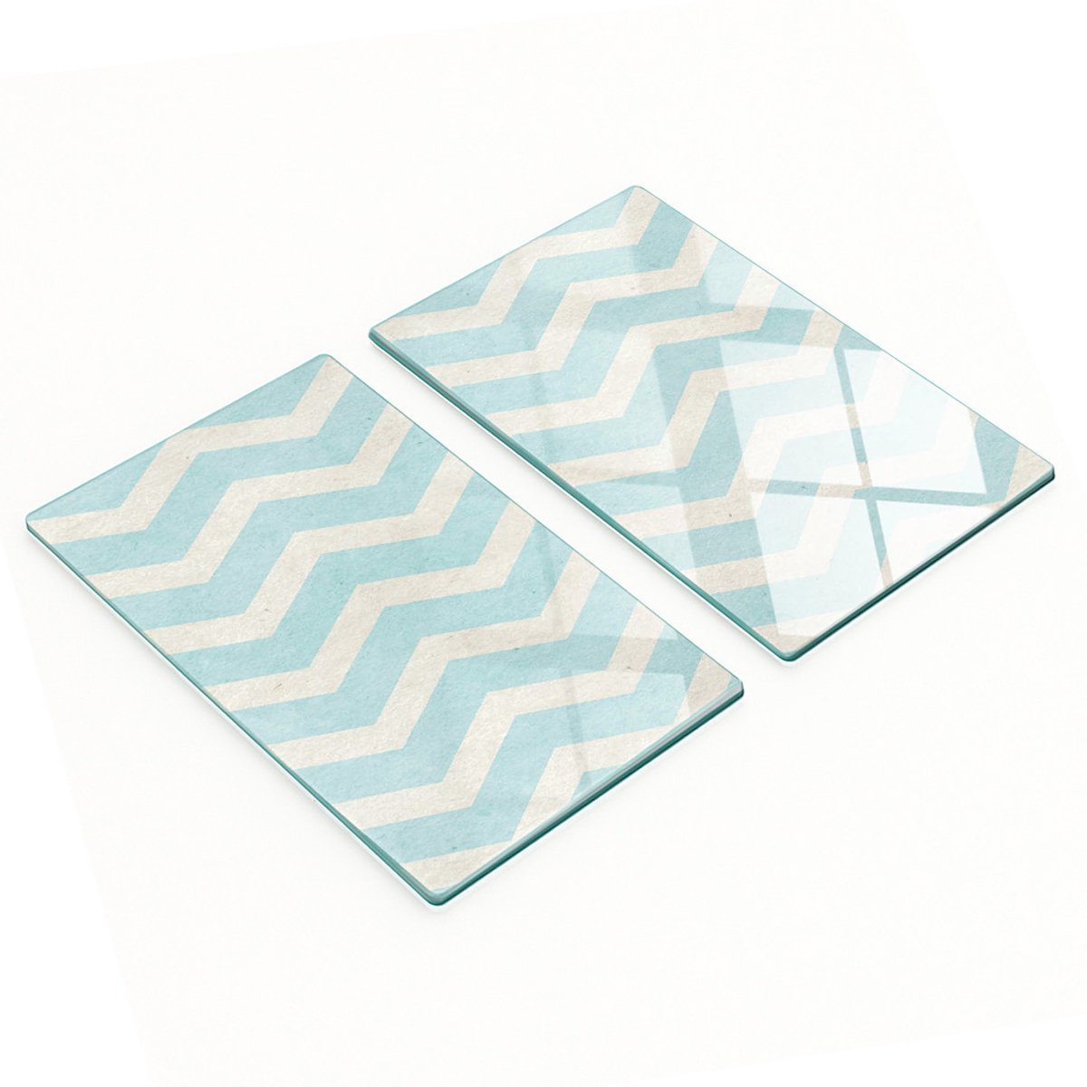 Glazen snijplanken voor in de keuken met decoratieve zigzagprint, 2x30x52 cm