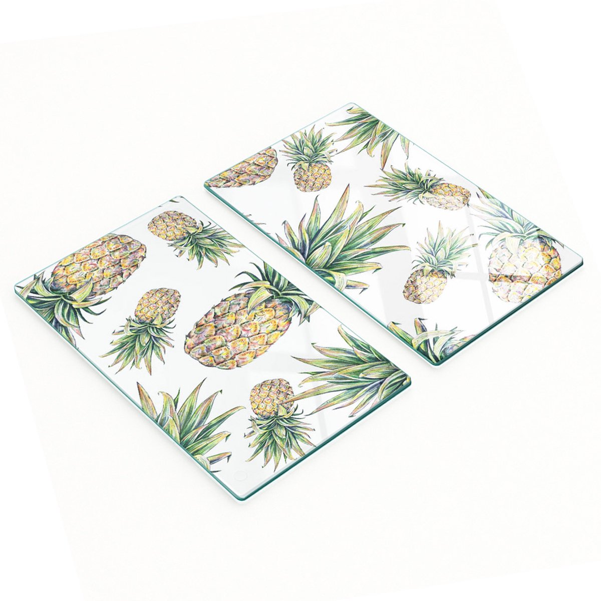 Decoratieve glazen snijplanken voor in de keuken met ananasafbeeldingen, 2x30x52 cm