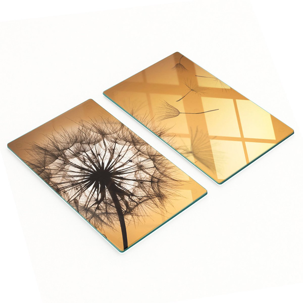 Multifunctionele decoratieve glazen keukenplanken met paardenbloemmotief, 2x30x52 cm
