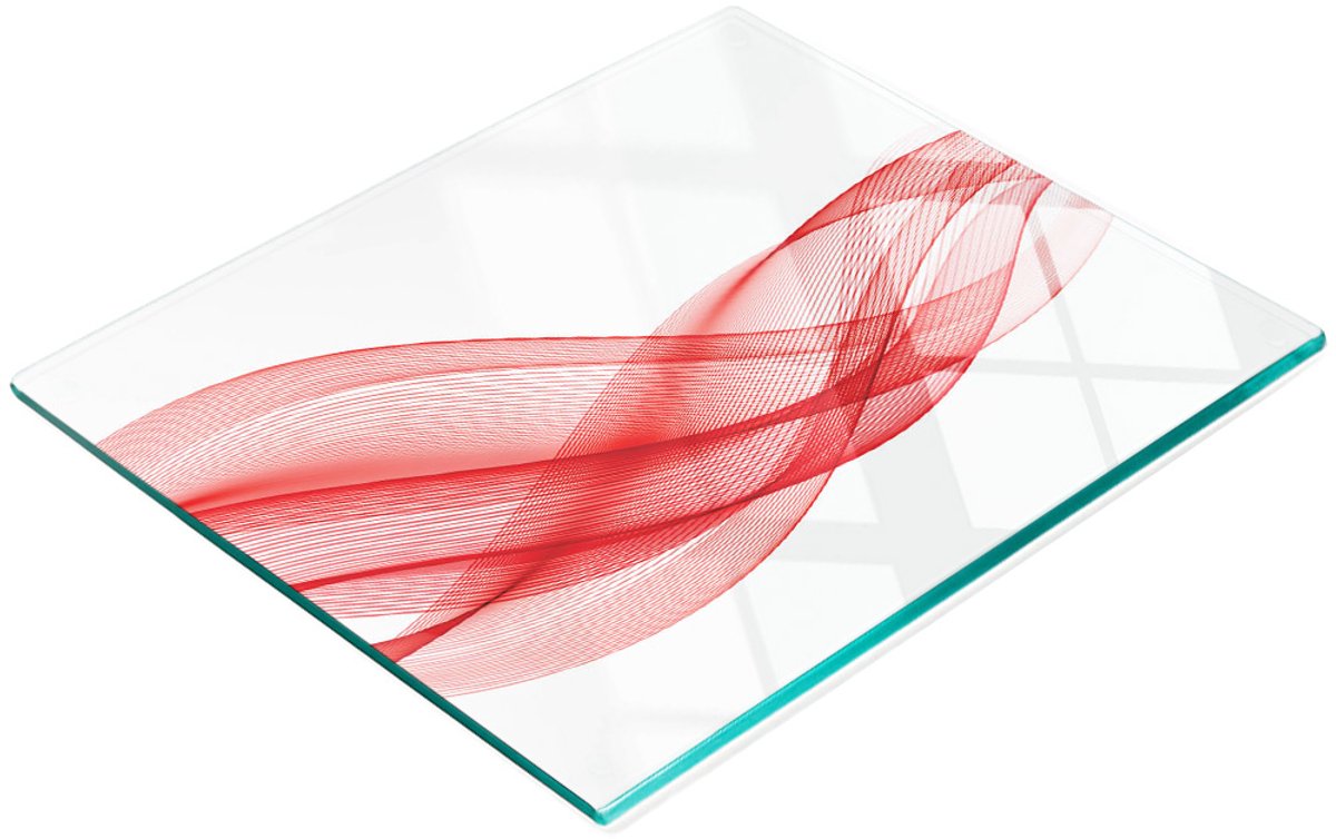Decoratieve glazen snijplank voor in de keuken, abstract golfmotief, 60x52 cm