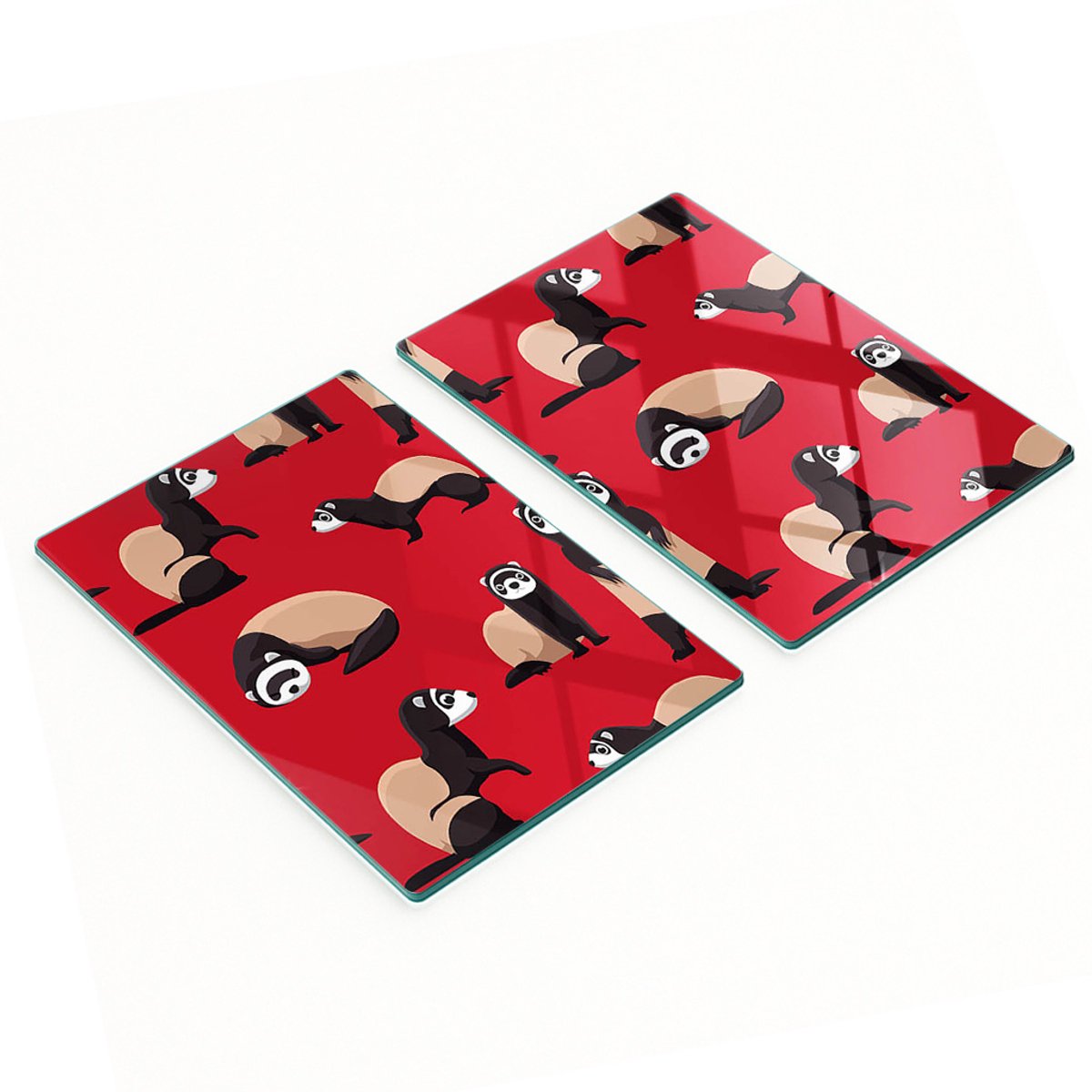 Multifunctionele decoratieve glazen borden met fretprint 2x40x52 cm
