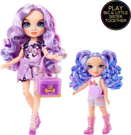 Modepop Amethist Willow - Kleine pop - Fantasierijk spel - Inclusief handtas hond - 14 cm - Paars van Merkloos — afbeelding 3