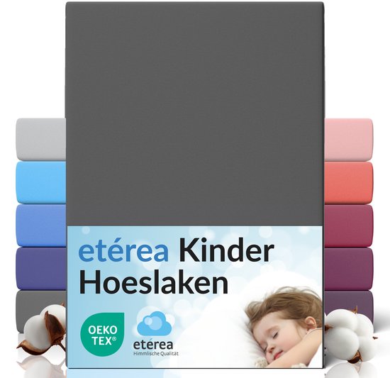 etérea Hoeslaken Jersey 80x160 - 80x180 cm Oekotex Made in Green - 100% coton - anthracite