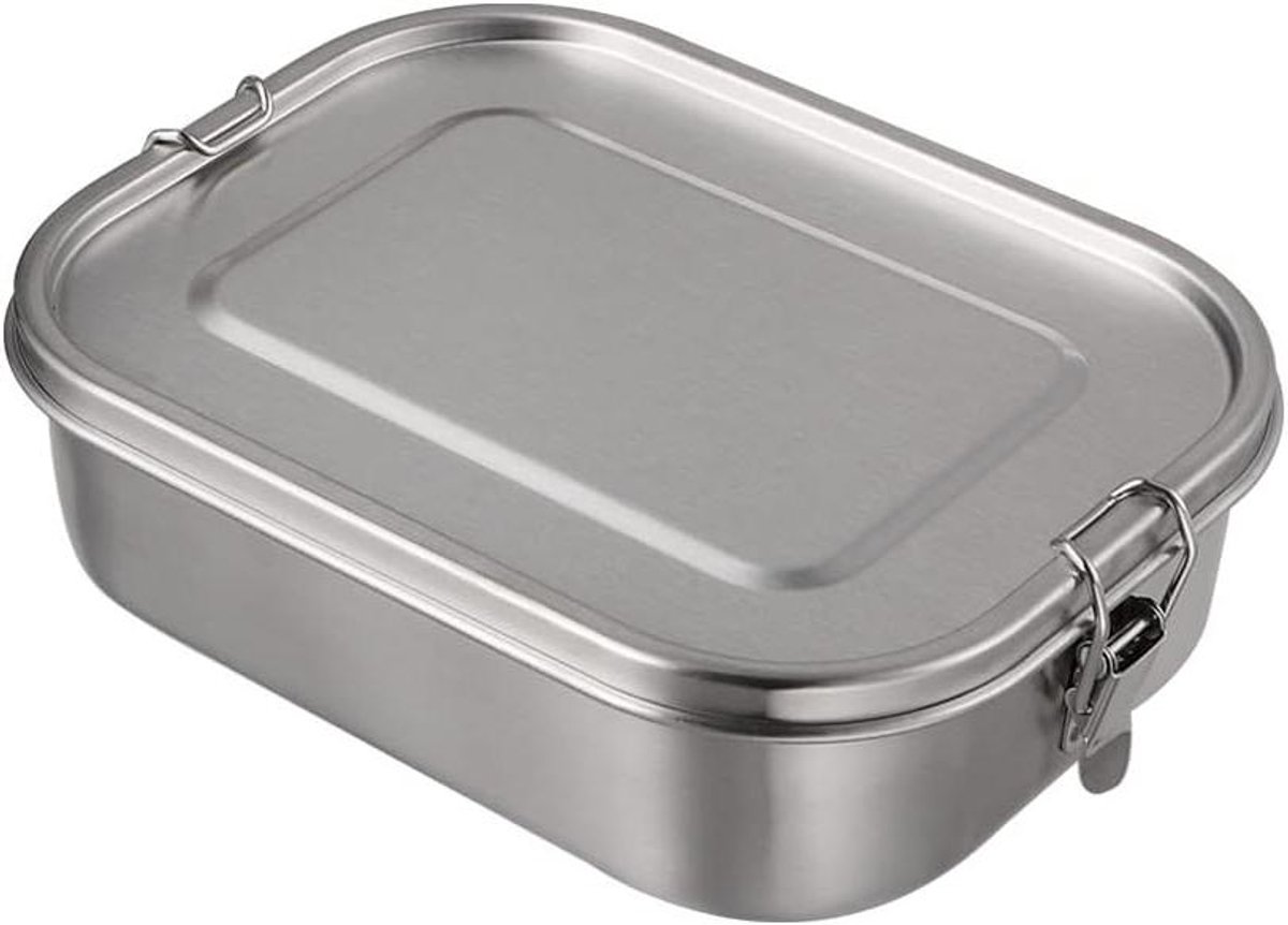 RVS lunchbox 850 ml lekvrij - broodtrommel vaatwasserbestendig - duurzaam voor school en kantoor.