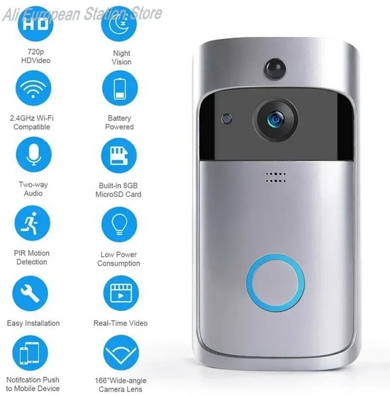 Zolara Deurbel met camera - Slimme deurbel - Draadloos - WiFi deurbel - HD Deurbel - Security doorbell - Zwart van Zolara — afbeelding 3