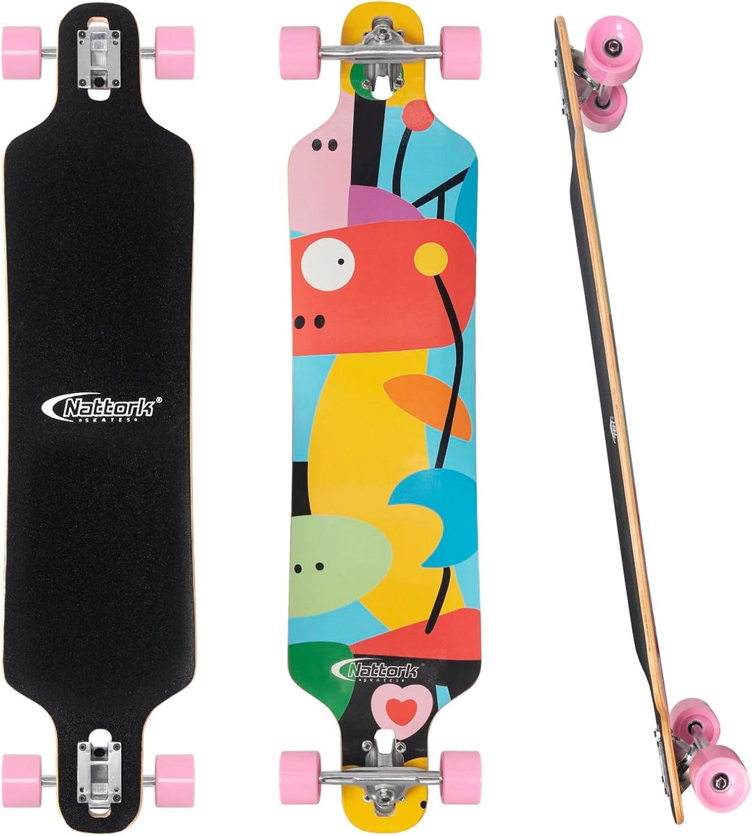 Cruiser Longboard Compleet Bamboe en Esdoorn Hout voor Volwassenen en Tieners
