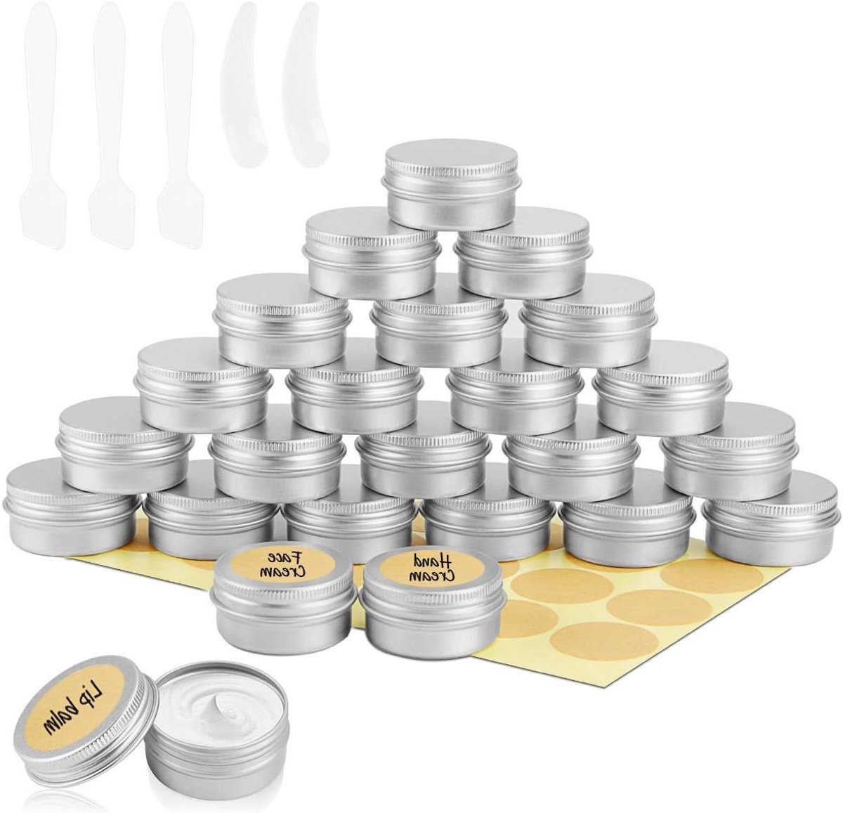24 Aluminum potten voor cosmetica, 20ml Sample container voor lotion, room en mini kaarsen