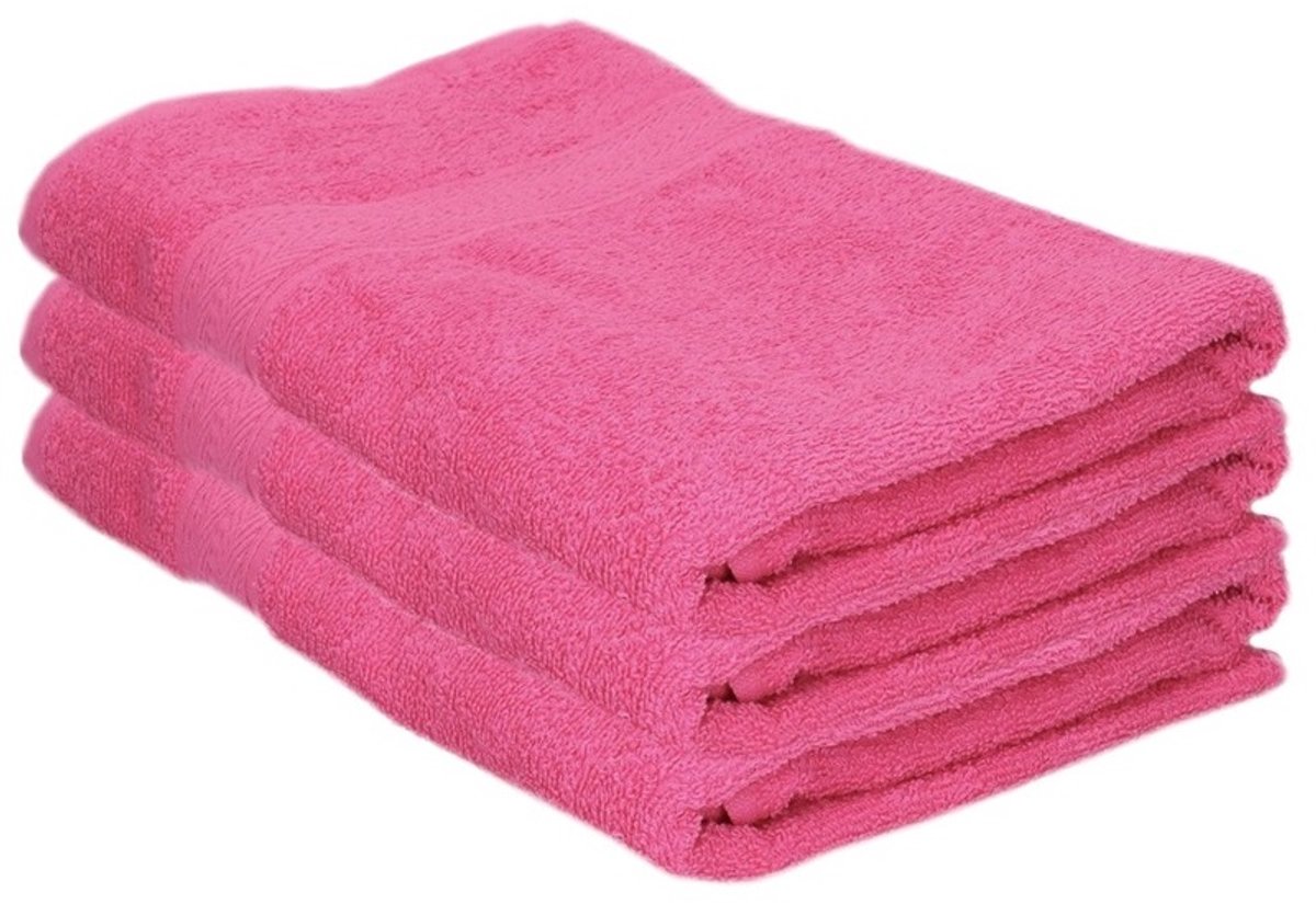Jassz Badhanddoek - 3x - fuchsia roze - 70 x 140 cm - 420 grams - absorberend