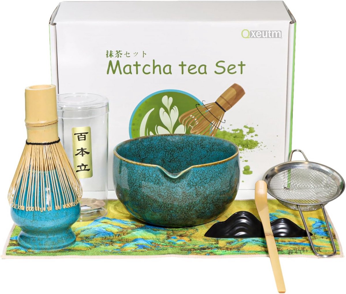 Complete Ceremoniële Matcha Set 7 Delig met Kom met Schenktuit en Bamboe Klopper