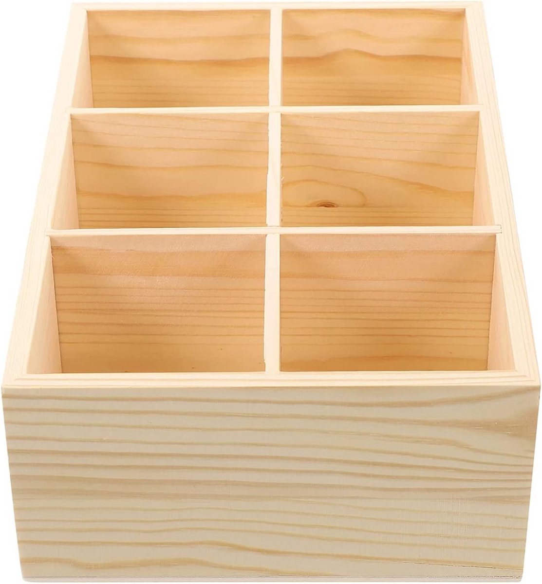 Rustieke Houten Tafelorganizer met 6 Vakken voor Bureau en Kantoor