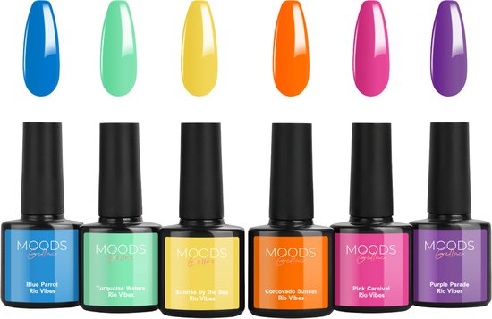 Moods Gellac 6-delige Set - Gel Nagellak - 8ML - Rio Vibes Edition - Gellac - Nagels - Gellak Starterspakket - Zomerse Kleuren - HEMA- & TPO-vrij