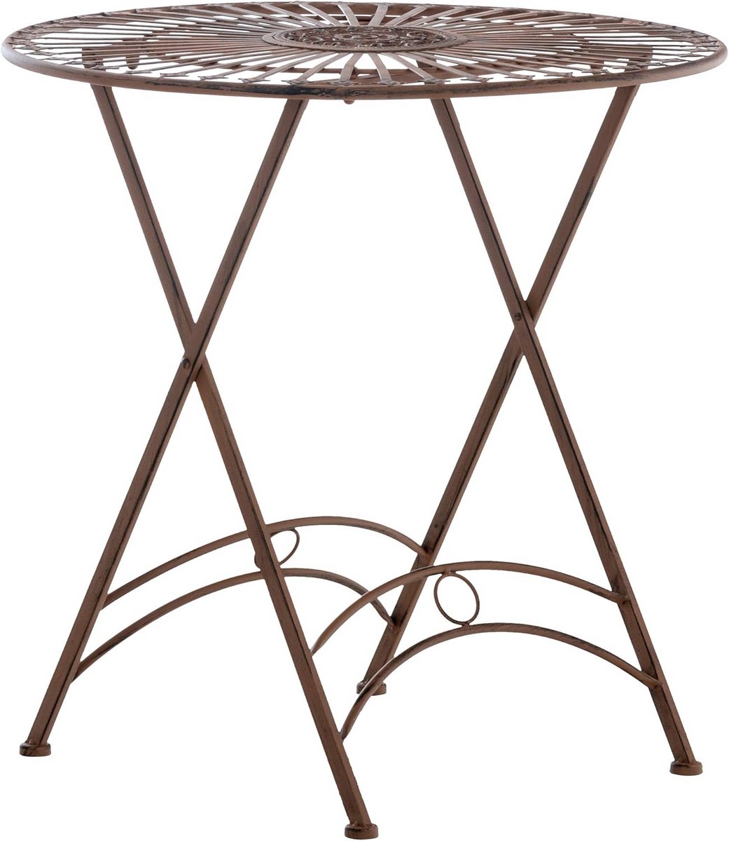 Ronde Klap Tuin- en Balkontafel Metaal Antiek Bruin - Inklapbaar