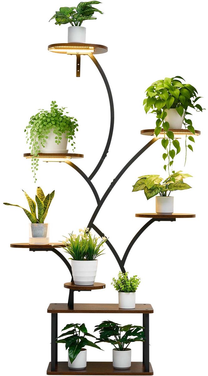 VEVOR Plantenstandaard met Kweeklampen, 8-Laags Plantenplank