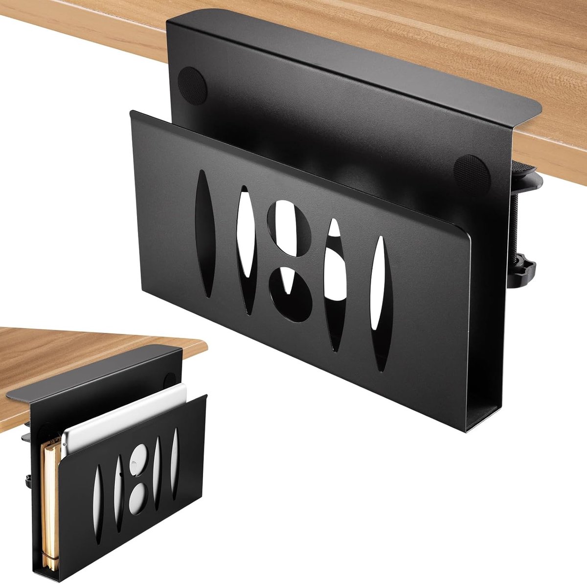 Famanu - Laptop Standaard Staal Verticale Laptop Standaard Compatibel met Notebooks, Zwart