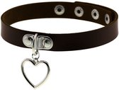 Sleutelbeenketting - Halsomtrek 32 cm~38 cm - Choker met hartvormige hanger - Halsband voor dames - Gotische leren choker - Punkstijl ketting - Choker - Halsband - Halsketting - Metalen choker - Kettingchoker - Bikerchoker - Halsring