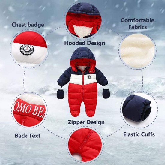Warm Uniseks Skipak met Voetjes en Capuchon voor Peuters — afbeelding 5