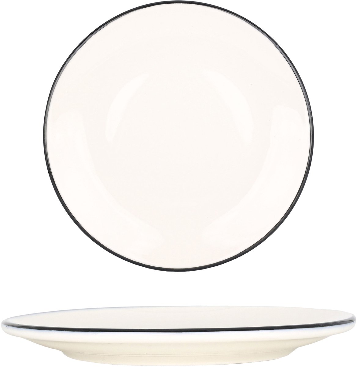 Bonna Dinerbord - Linea Black - Porselein - 25 cm - set van 6