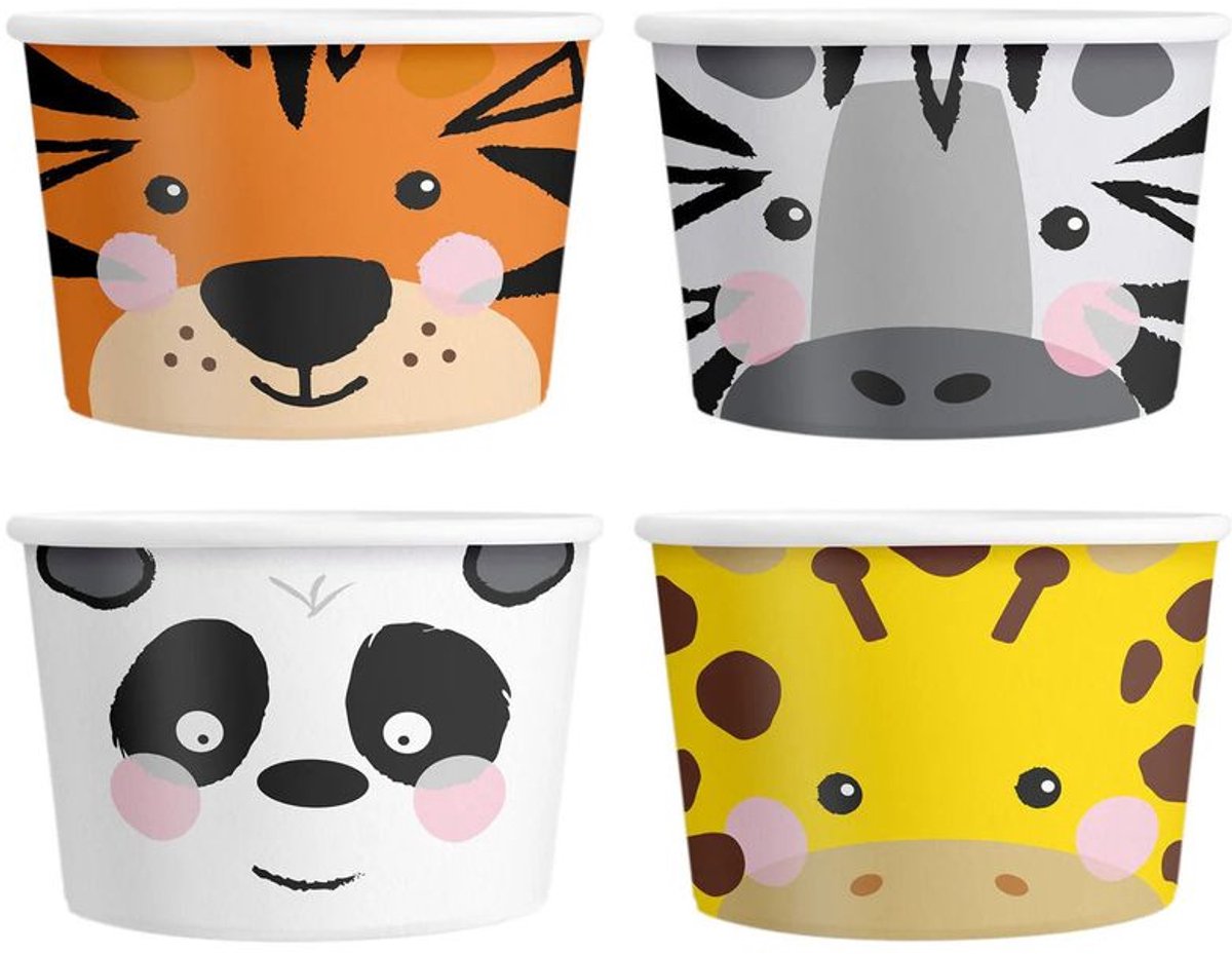 4 kleine ijsbekertjes, vrolijk junglefeestje, 150 ml