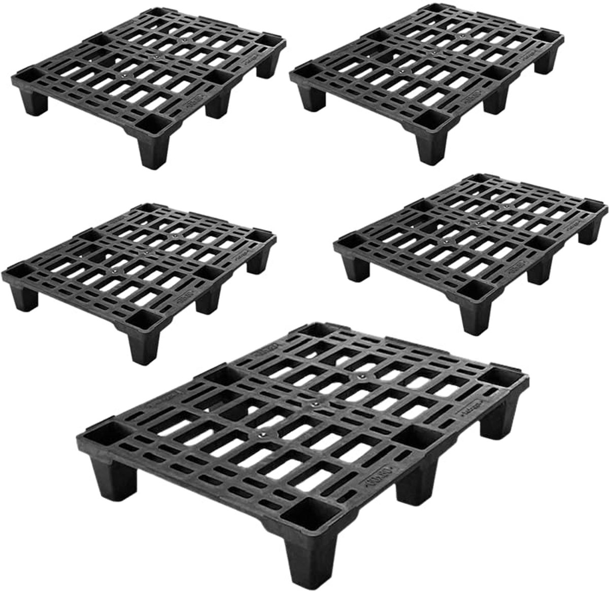 Kunststof Halve Pallet 80x60x14 cm Zwart - Robuust & Stapelbaar met Rand