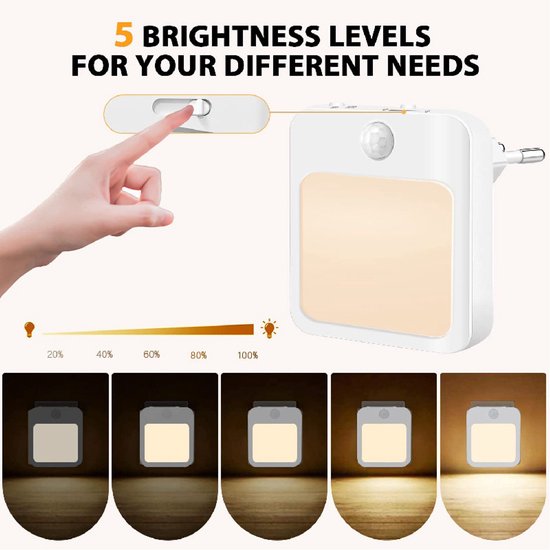 Tweedelige mini draagbare LED-nachtlamp met sensor voor aan de muur, geschikt voor kinderkamer, hal en keuken (warm licht). — afbeelding 4