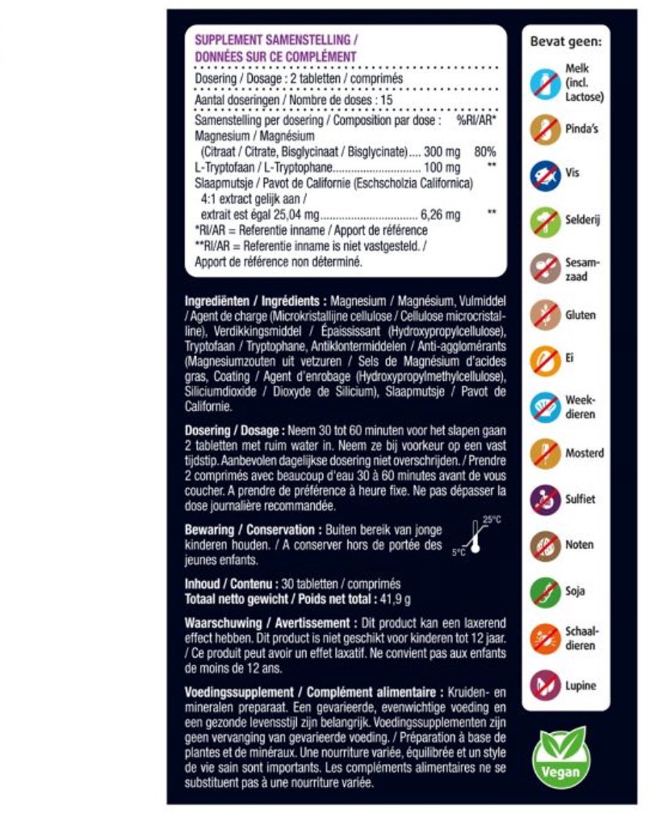 Lucovitaal Magnesium Nacht 30 tabletten — afbeelding 3