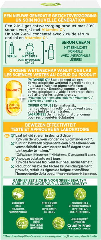 Garnier SkinActive - Glow Booster Serum Cream met Vitamine C* en SPF 25 - 2-in-1 serum & crème - Serum Vitamine C* - Hydrateert & Laat Stralen - 50ml