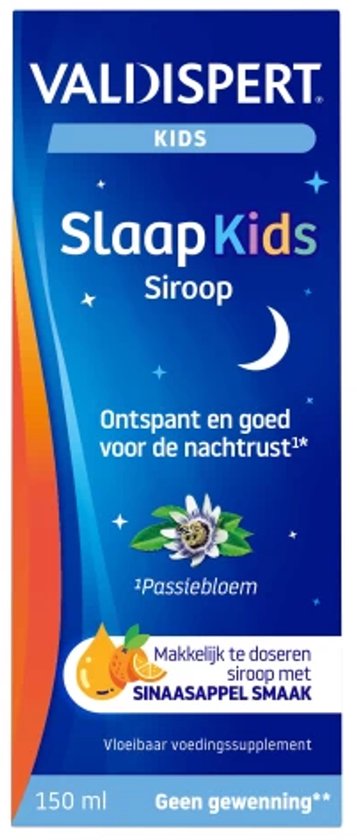 Valdispert Slaap Kids siroop - Passiebloem ontspant en is goed voor de nachtrust* - Geen gewenning** - Met sinaasappelsmaak - Kids vanaf 3 jaar - 150 ml