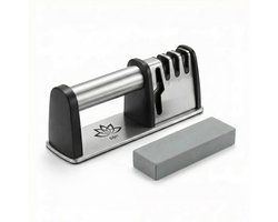 Aiguiseur de couteaux (argent) avec pierre à aiguiser (7 cm) - Aiguiseur de couteaux à tirer | B&H