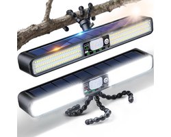 Twee Stuks LED Buitenlamp met Bewegingssensor en Flexibele Standaard - Oplaadbaar via Zonne-energie