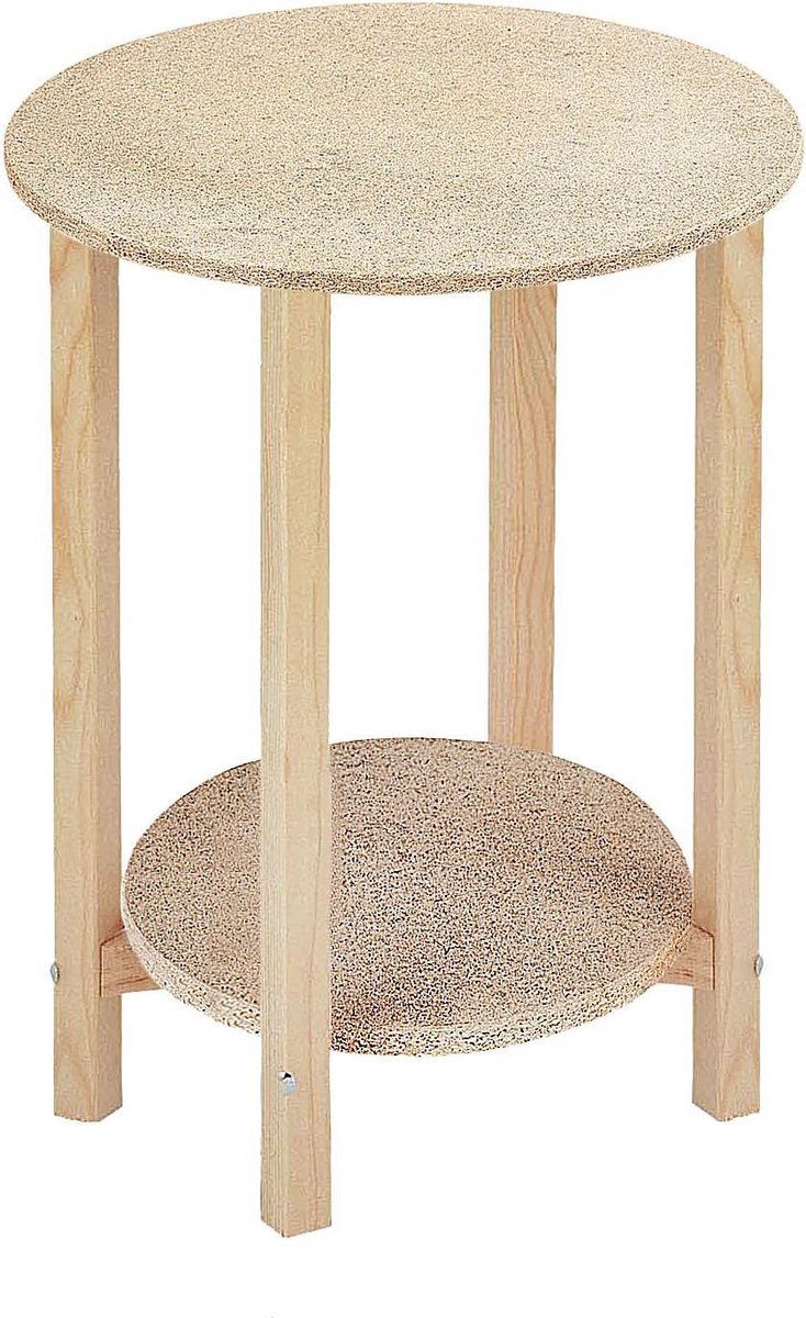 Ronde Houten Tafel met Glazen Tafelblad - 40x75cm - Onbehandeld Hout