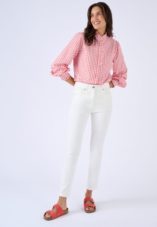 Damart - Blouse petit carreaux effet relief - Femmes - Rouge - 40