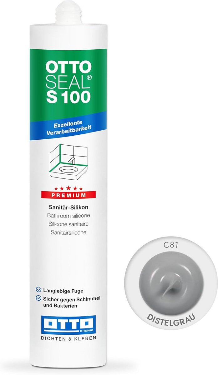 Hoogwaardige Sanitair Siliconenkit 300 ml - Vochtigwerend en Duurzaam (Distelgrijs)