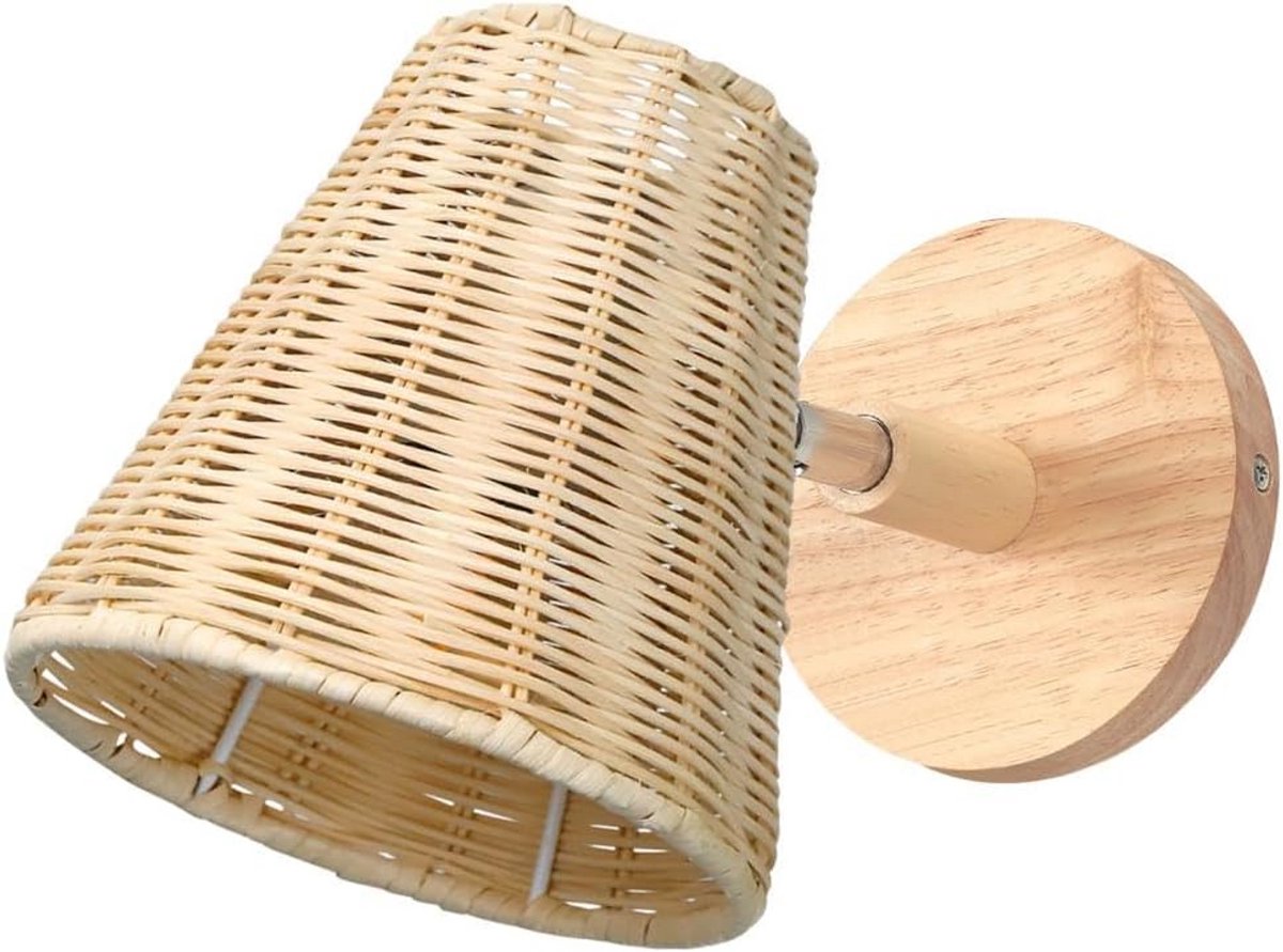 Verstelbare Wandlamp met Bamboe Rotan Lampenkap voor Binnenverlichting