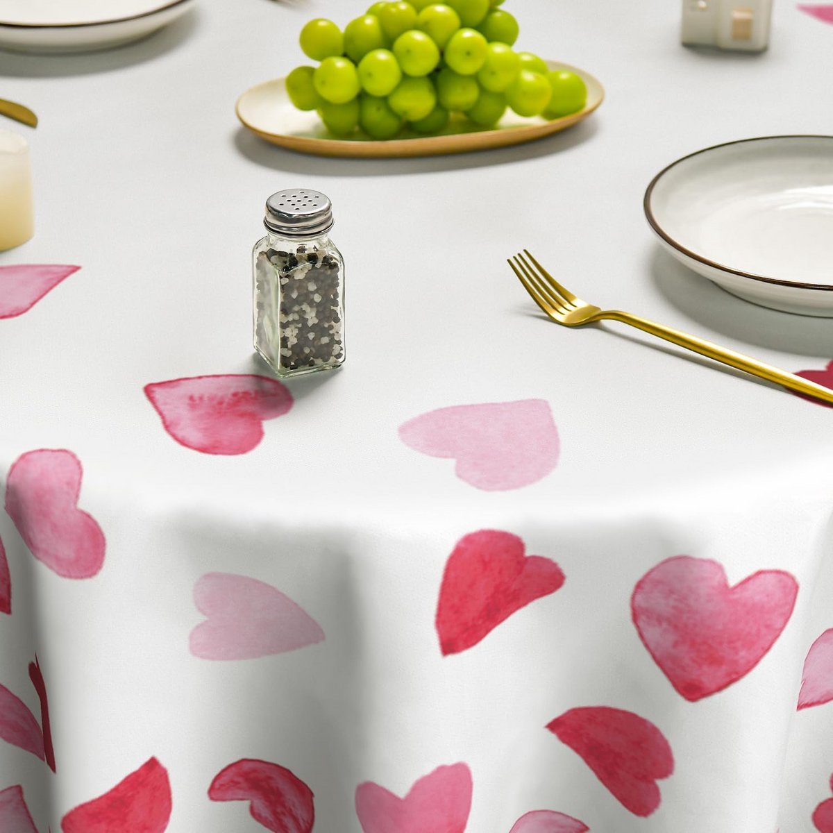 Rond Tafelkleed Hart Print Vlekbestendig Woondecoratie Keuken