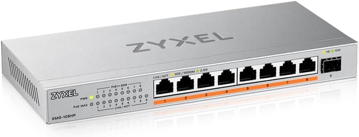 Unmanaged 8-Poorts 2.5GbE PoE++ Switch met 10G SFP+ Uplink