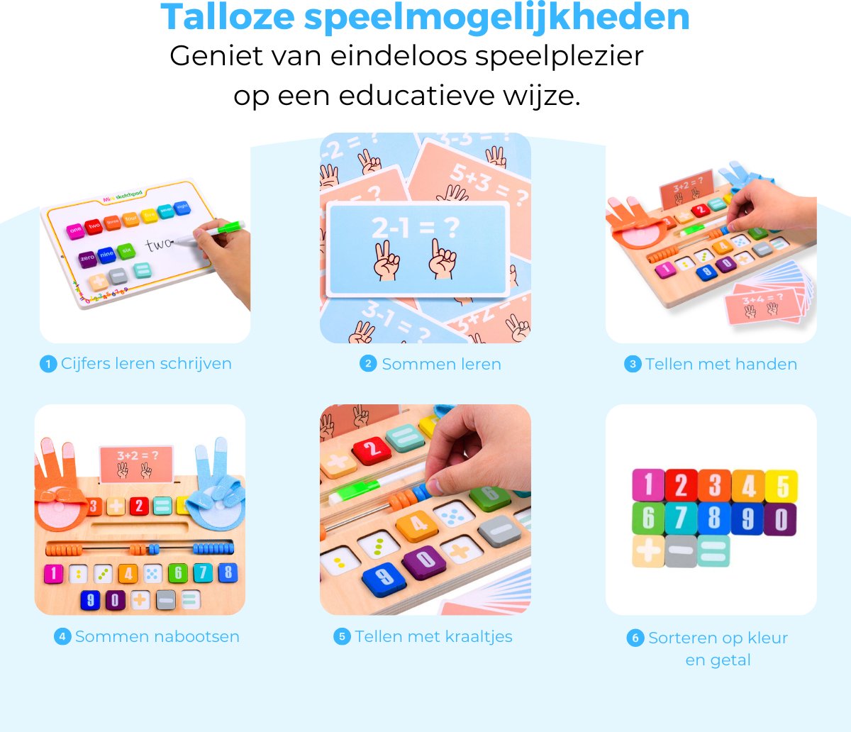 Mauzek® Dubbelzijdig Rekenbord - Montessori speelgoed - Rekenen - Houten speelgoed - Schrijven - Getallen - Cijfers leren - Educatief speelgoed -Sensorisch speelgoed - Peuter speelgoed - Jongens - Meisjes - Kind - 3 jaar - 4 jaar - 5 jaar - 6 jaar — afbeelding 6