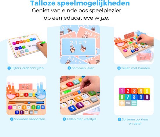 Mauzek® Dubbelzijdig Rekenbord - Montessori speelgoed - Rekenen - Houten speelgoed - Schrijven - Getallen - Cijfers leren - Educatief speelgoed -Sensorisch speelgoed - Peuter speelgoed - Jongens - Meisjes - Kind - 3 jaar - 4 jaar - 5 jaar - 6 jaar