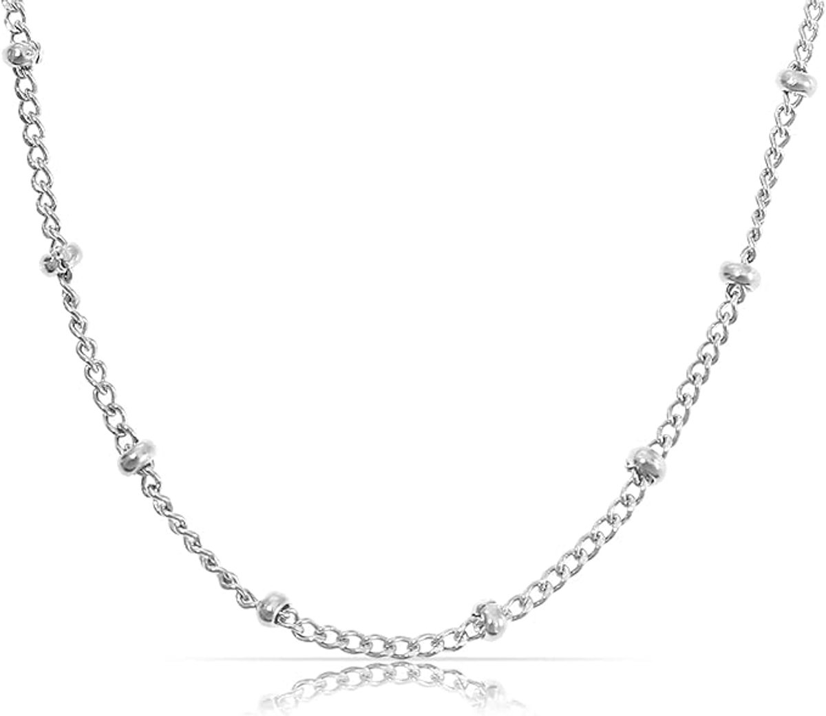 Halsketting - Minimalistische - RVS - L 60 cm - ketting met kleine kralen. Ideaal om te combineren met andere kettingen voor een trendy layered look met een moderne uitstraling.