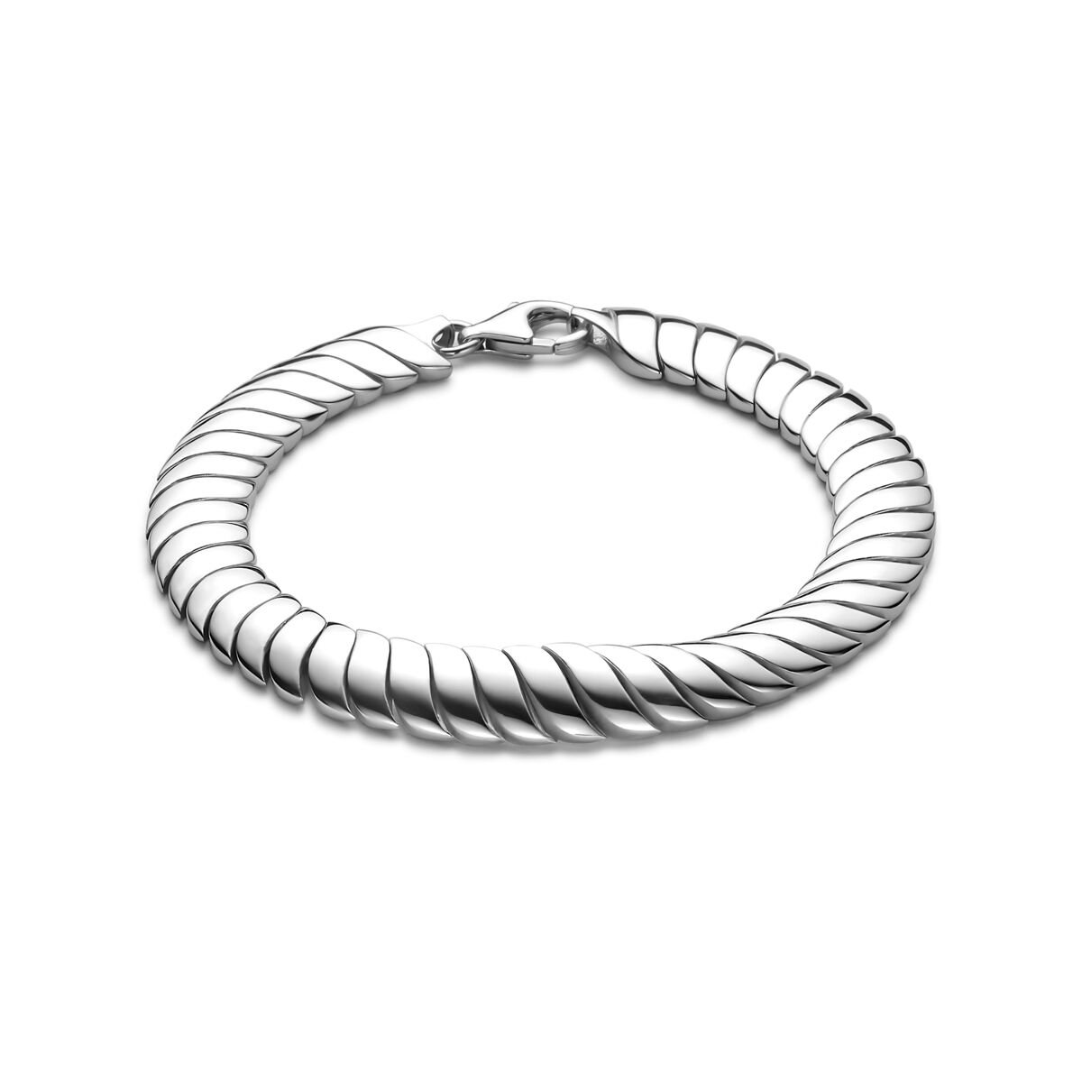 Zilver gerhodineerde armband omega 9 mm 19 cm - 1341634