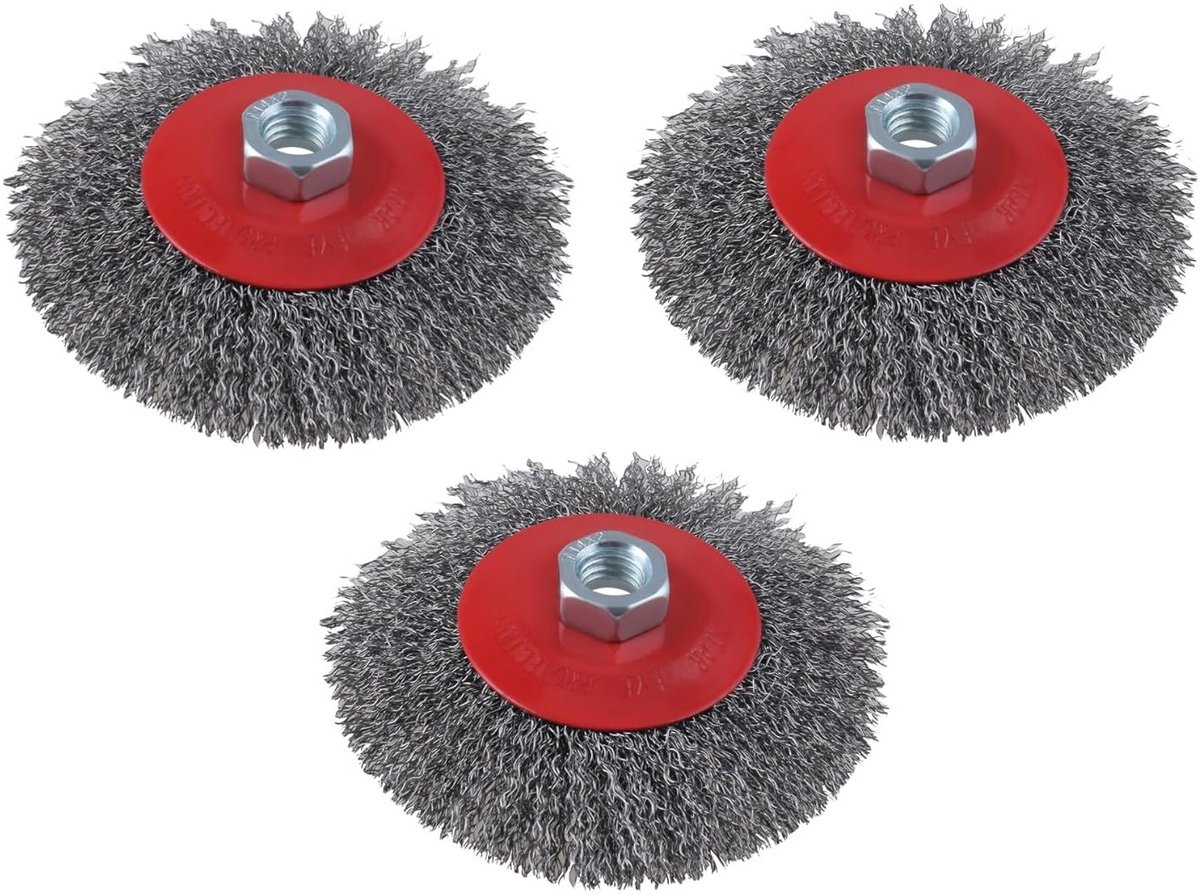 3-delige Kegelborstelset M14 115mm voor Haakse Slijper - Schuurgereedschap