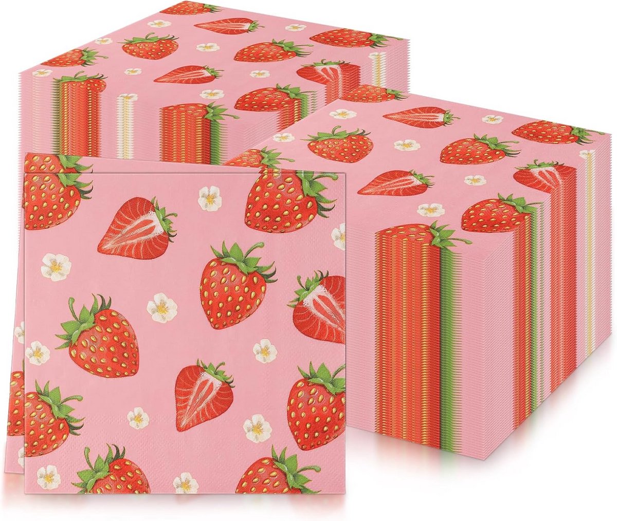 20 Stuks Zachte Papieren Servetten met Aardbeienprint voor Feest en Diner