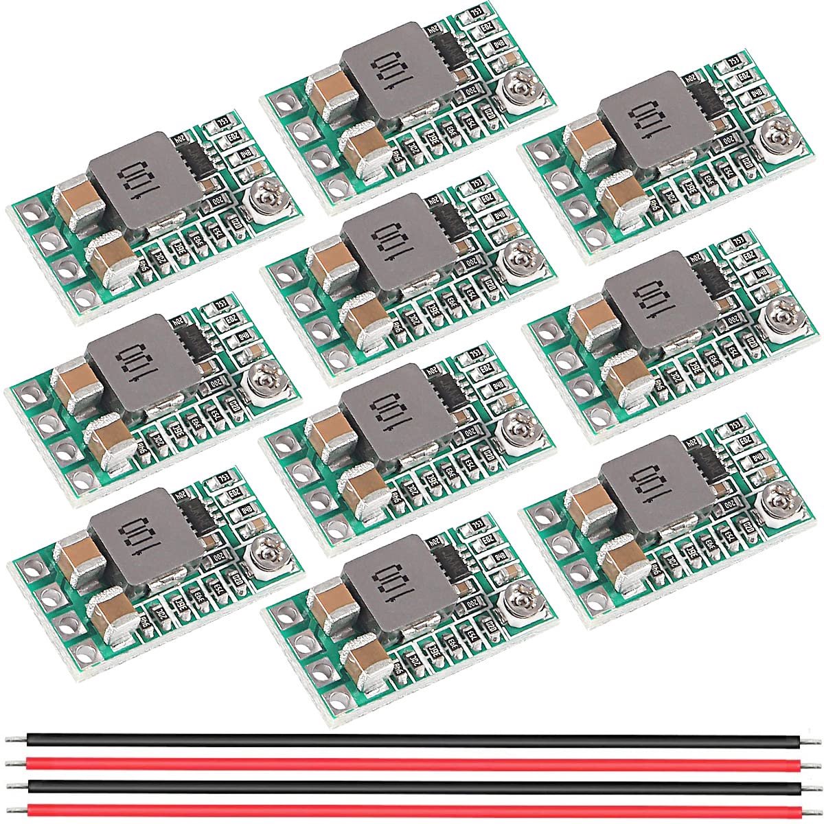 Image of 10x DC-DC Step-Down Spanningsregelaar Module 4.5-24V naar 5V 3A Buck Converter met Kabels