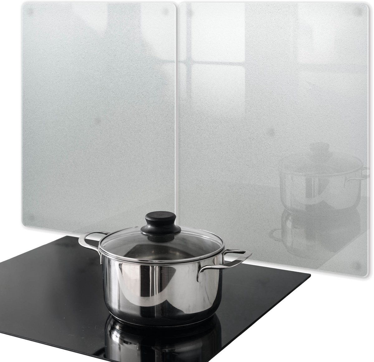 Wallfluent Afdekplaat Inductiekookplaat - Glazen Afdekplaat Gasfornuis - 2 stuks 40 cm x 52 cm - Rechthoekig Afdekplaat Kookplaat - Semi-Transparante Afdekplaat Kookplaat - Afdekplaat Voor Kookplaat - Matglazen Afdekplaat Voor Inductie