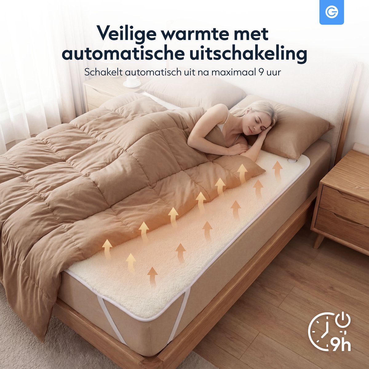Elektrische Onderdeken 190x90 cm - 6 Warmtestanden - Instelbare Timer - Fleece Warmtedeken Elektrisch - Electrische Deken 1 Persoons - Wit - Silvergear – foto 6