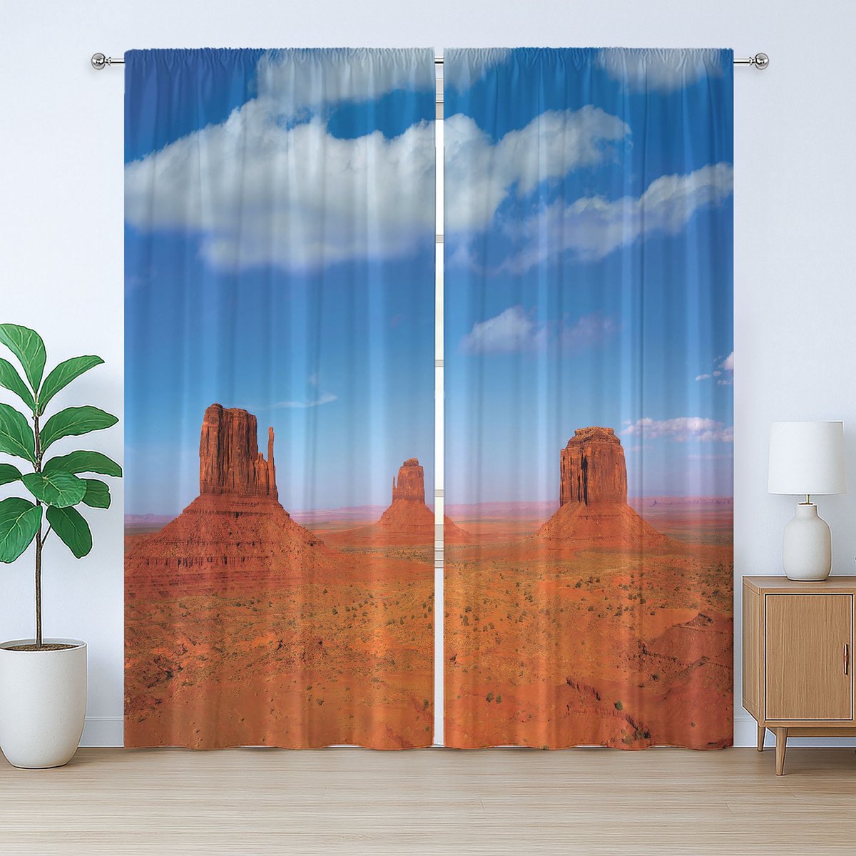 ABAKUHAUS Amerikaanse rustieke gordijnen, historische Wild West-stijl, slaapkamergordijn met lussen en haken, 280 x 225 cm, donkeroranjeblauw