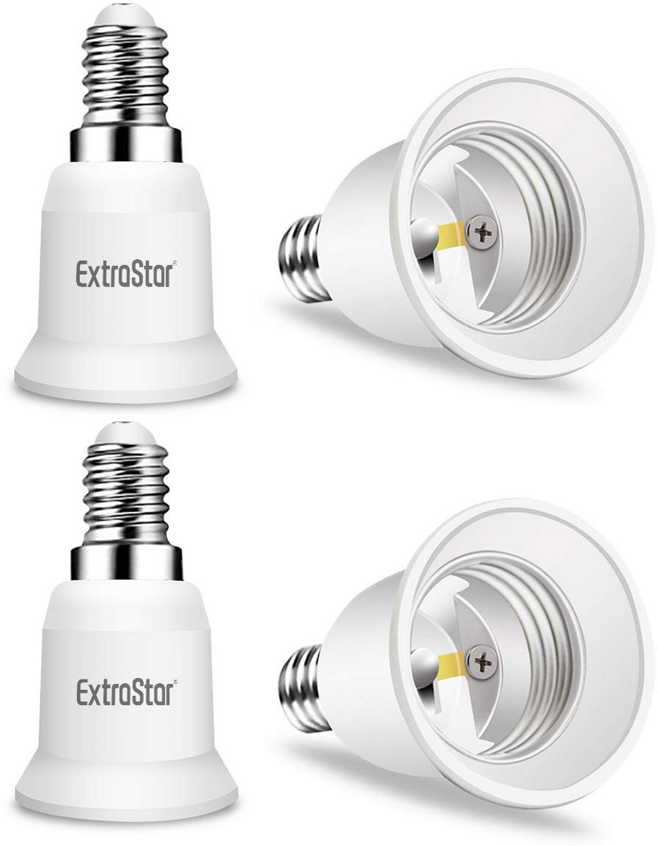 4-pack E14 naar E27 Lampvoet Adapter Set