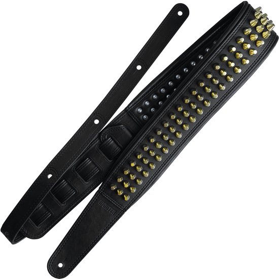 Richter 1954 Black / Golden Pan Head Studs Springbreak I Bling Bling Leren gitaar- en basband