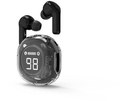 Gembird Transparante TWS In-Ear Koptelefoon – Draadloos Bluetooth Hoofdtelefoon – Zwart – Oplaadcase Inclusief – Compact en Lichtgewicht