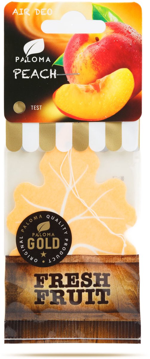 Paloma Gold Fresh Fruit Peach Luchtverfrisser Auto – Hangend – Langdurige Geur Min. 2 Weken – Interieur & Auto – 1 Stuk [P11093]